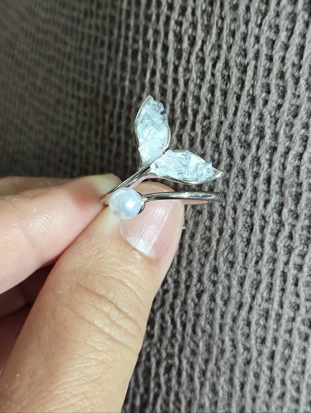 La Meno Fluke (Whale's🐋 Tail) and Freshwater Pearl Bypass Ring💍 - NIB - Picture 6 of 16